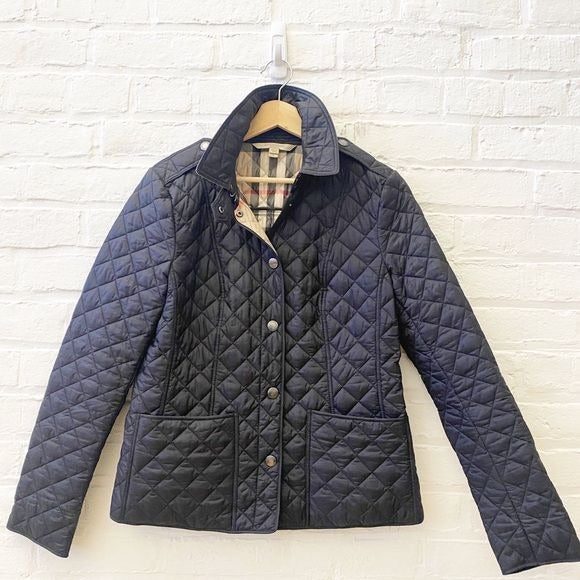 Burberry Brit || Kencott Quilted Snap Nova Check Jacket Black Medium