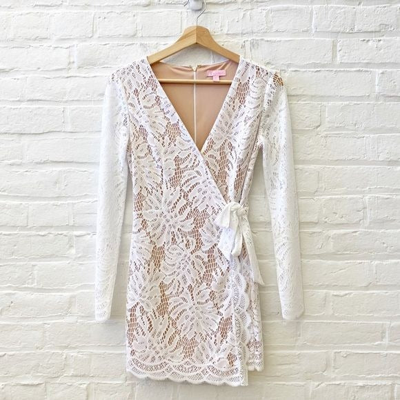 Lilly Pulitzer || Tiki Wrap Romper Lace Tie Bride Bachelorette White XS