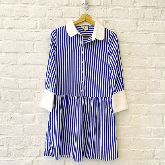 Tuckernuck || Hayes Drop Waist Dress Royal Cobalt Blue Stripe XXS