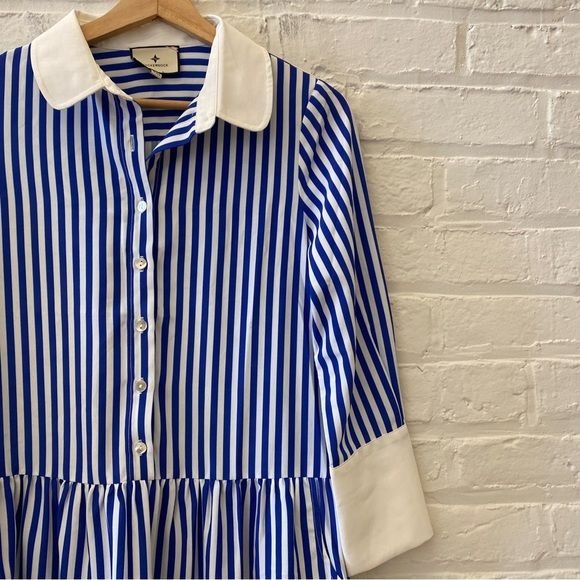 Tuckernuck || Hayes Drop Waist Dress Royal Cobalt Blue Stripe XXS