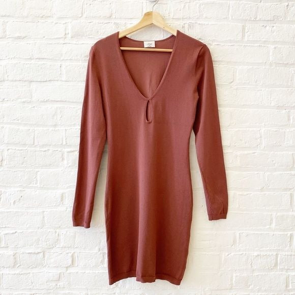 Aritzia || Wilfred Zelda Keyhole Bodycon Mini Dress Brown Medium