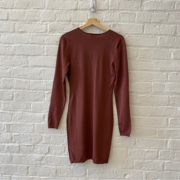 Aritzia || Wilfred Zelda Keyhole Bodycon Mini Dress Brown Medium