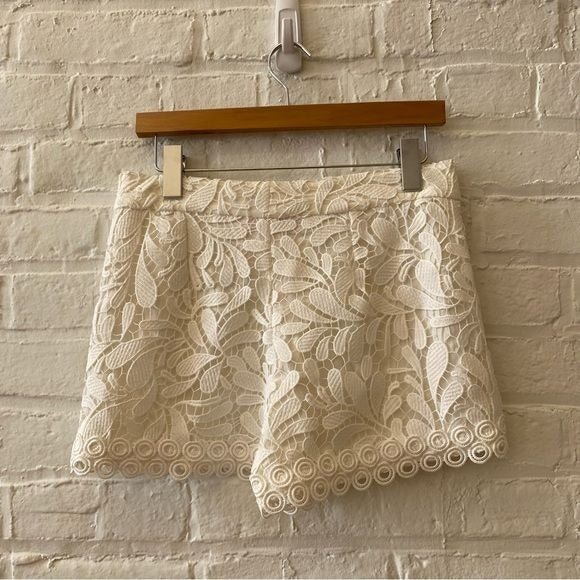 Parker || Riley Shorts Floral Lace Embroidered White Cream Ivory 4