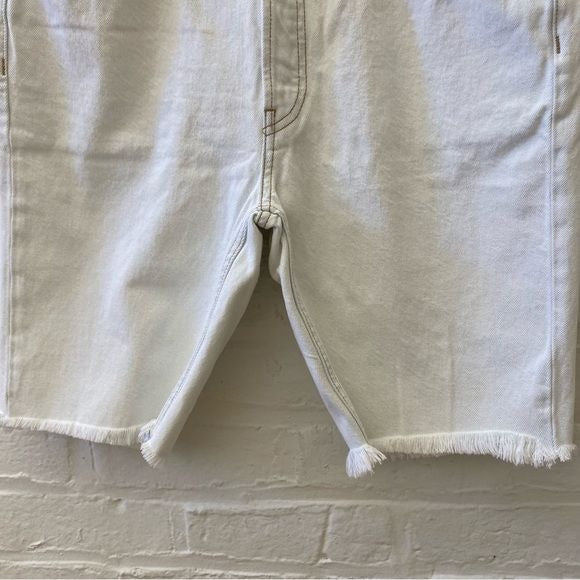 Re/Done || The 80's Long Short Denim Cut Offs Raw Hem Bleach White 29