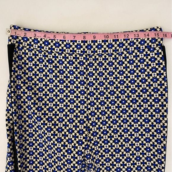 Anthropologie || Maeve Ponte Pull On Bootcut Flare Pant Blue Motif Medium