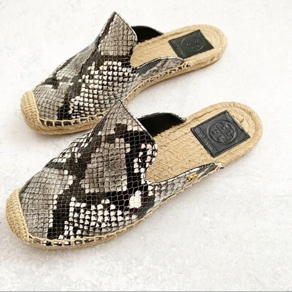 Tory Burch || Max Snake Embossed Espadrilles Slides Mules Slip Ons 5.5