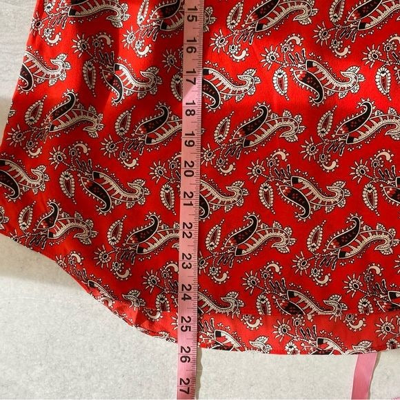 Veronica Beard || Abbie Silk Crepe Blouse Paisley Print Red 6