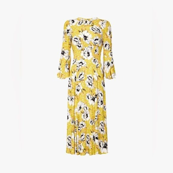 Ghost London || Luisa Floral Midi Dress in Patty Poppy Ditzy Yellow XS NWT