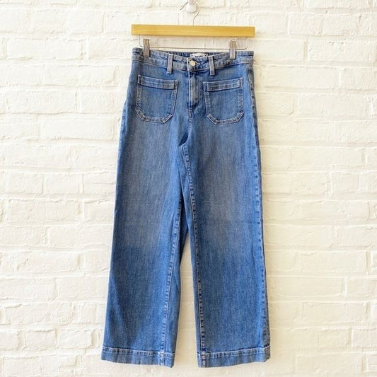 Anthropologie || Paige Nellie Patch Pocket Wide Leg Crop Jeans Blue 26