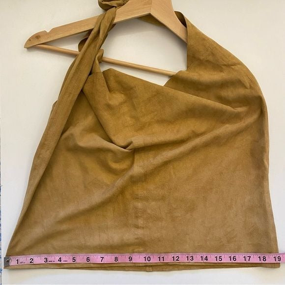 Ramy Brook || Mellie Suede Halter Top Tan Small NWT