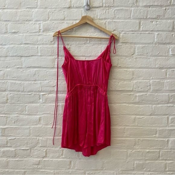 NBD || Maelle Romper in Fuchsia Pink Small Tie Shoulders