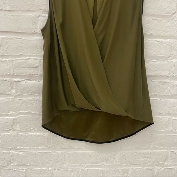 Rag & Bone || Victor Sleeveless Draped Silk Charmeuse Blouse Green Small