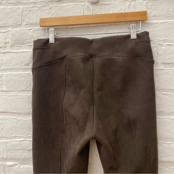 Spanx || Faux Suede Leggings in Dark Brown Large