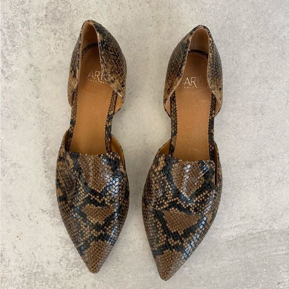 Franco Sarto || Toby D’Orsay Flat Snakeskin Brown 9