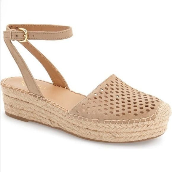 Franco Sarto || Lariza Perforated Espadrille Platform Sandal Perforated Tan 6