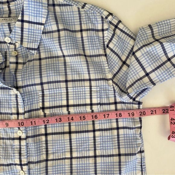 Equipment || Plaid Button Down Shirt with Pockets Cotton Blue Small