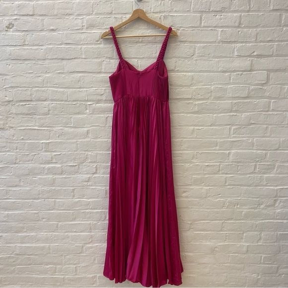 Anthropologie || Hutch Corset Pleated Braided Strap Gown Formal Maxi Pink Fuchsia 2