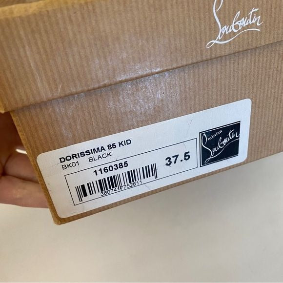 Christian Louboutin || Dorissima Kid 85 Black 37.5 Box Dust Bags