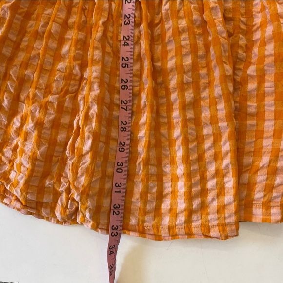 ASOS || Tiered Gingham Midi Skirt Cotton Orange US 16