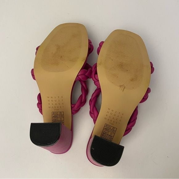 White House Black Market || Adalynn Braided Mid-Heel Mule Sandals Pink 7.5