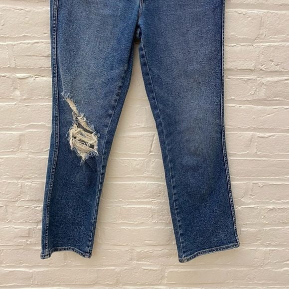 Good American || Good Curve Straight High Waist Denim Jeans Distressed 28 6