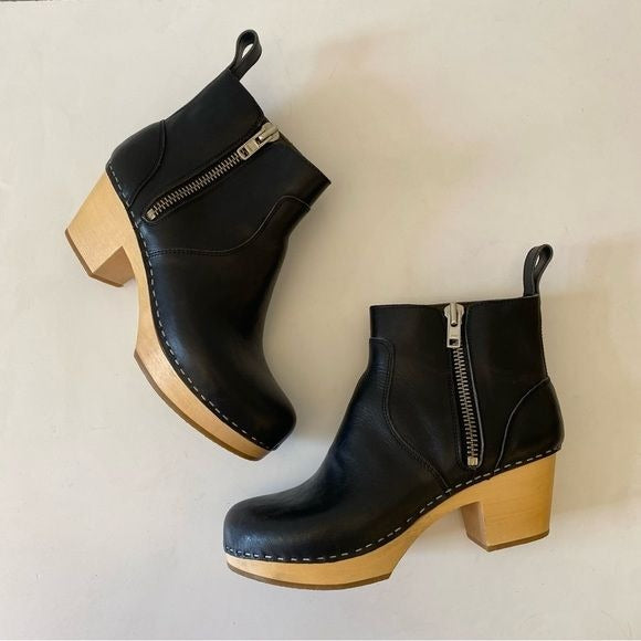 Swedish Hasbeens || Zip It Emy Clog Boots Booties Black 40