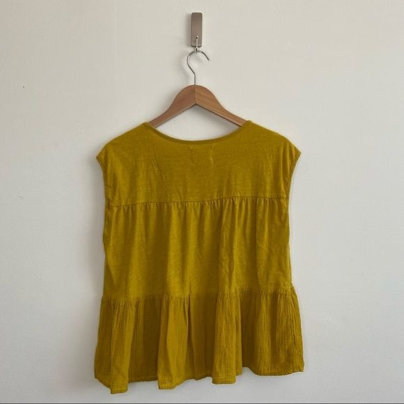 Anthro || Velvet Kirby Babydoll Top Yellow Small