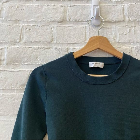 Aritzia || Babaton Piers Knit Peplum Long Sleeve Top Hunter Green Small