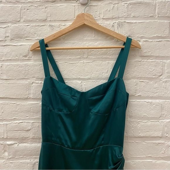 Reformation || Fonda Corset Silk Mini Dress Emerald Green 8