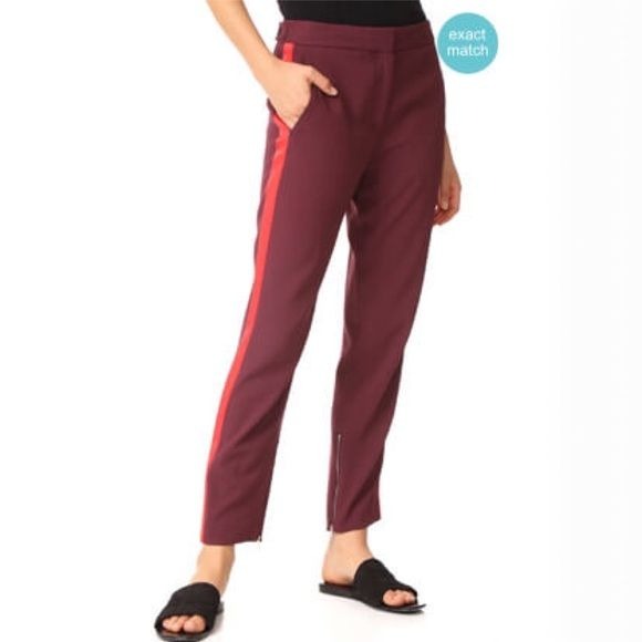 Rag & Bone || Willoughby Crepe Tuxedo Pant Burgundy Red 4