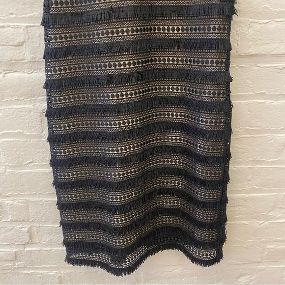 J. Crew || Fringe Lace Shift Dress Black 00 Party 1920s Deco Flapper