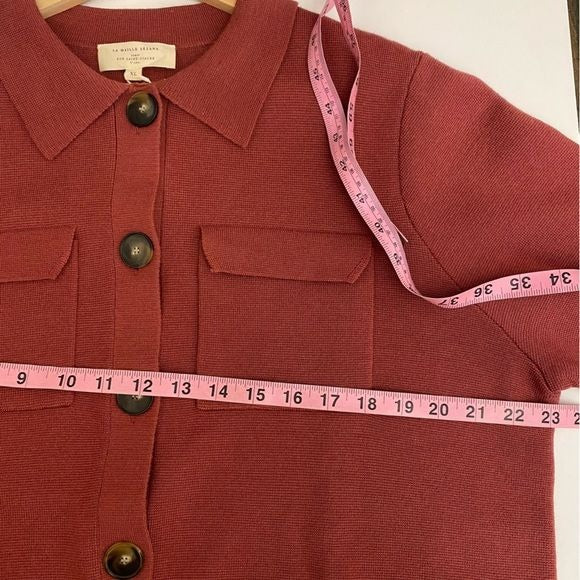 Sezane || Betty Cardigan in Rosewood Red Pink XL NWT