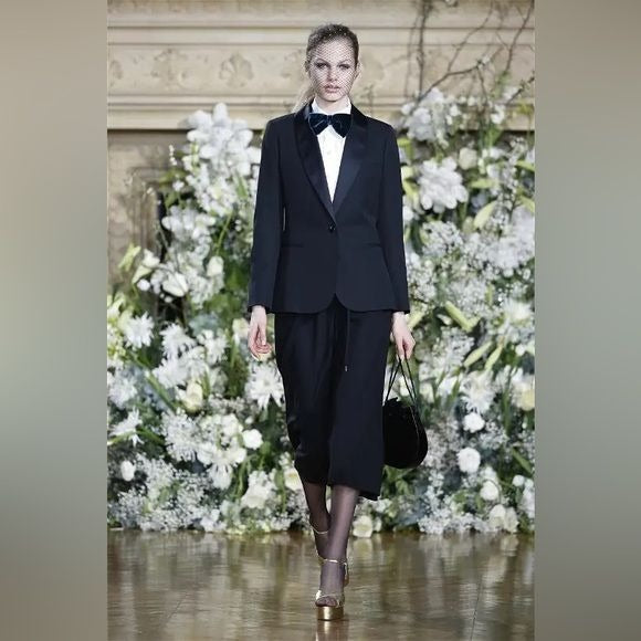 Vanessa Seward || Tuxedo Satin Lapel Blazer Black 38 6