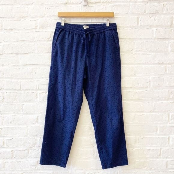 J.Crew || Eyelet Pull On Pants Drawstring Navy Blue Small