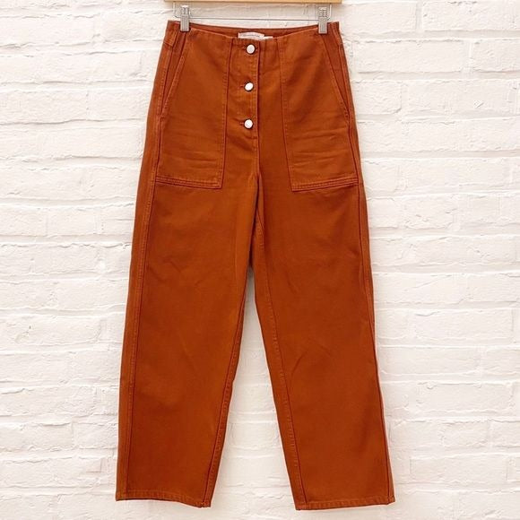 & Other Stories || Straight Fit Pants Rust Red Orange US 4