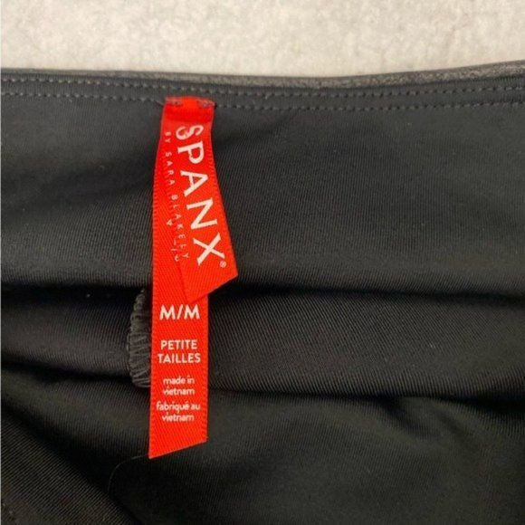 SPANX || Black Faux Leather Leggings Medium Petite