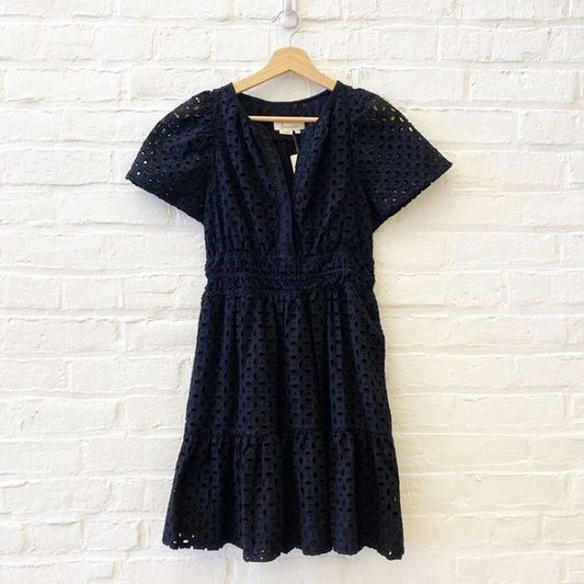 Anthropologie || The Somerset Mini Dress: Eyelet Edition Fit Flare Black XS NWT