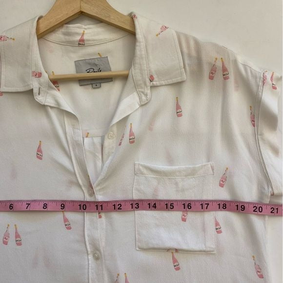 Rails || Whitney Rosè Champagne Print Blouse Button Down Small White