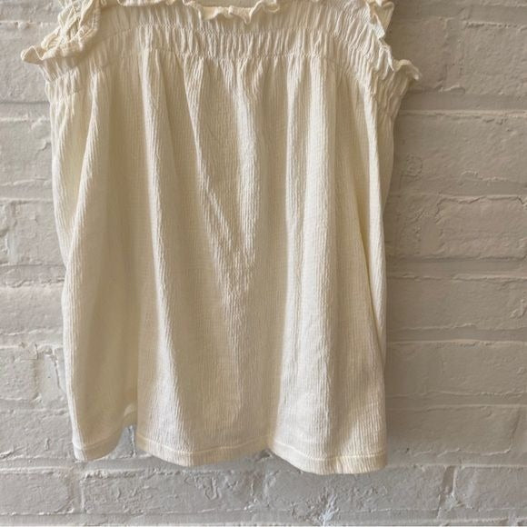 Madewell || Knit Lightspun Ruched-Strap Top Tank Cream Ivory Small