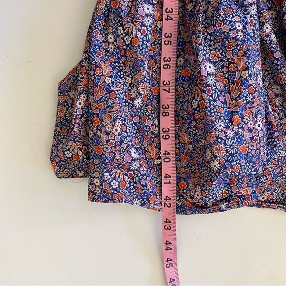 J. Crew || Liberty of London Cinched Waist Ruffle Dress Floral Pink XS