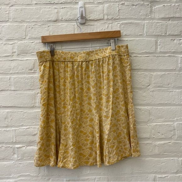 Madewell || Pull On Swing Mini Skirt in Piccola Floral Yellow XL