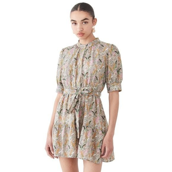 ba&sh || Jasmine Belted Botanical Shirt Dress 0 XS