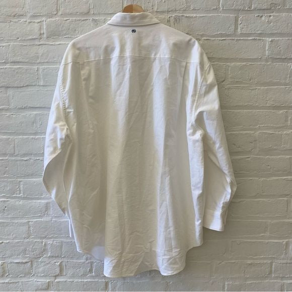 Something Navy || Classic Oversized Cotton Button Down Shirt White Medium