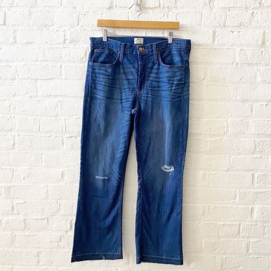 J.Crew || Billie Demi Boot Cut Jean Distressed Raw Hem Stretch Blue 32