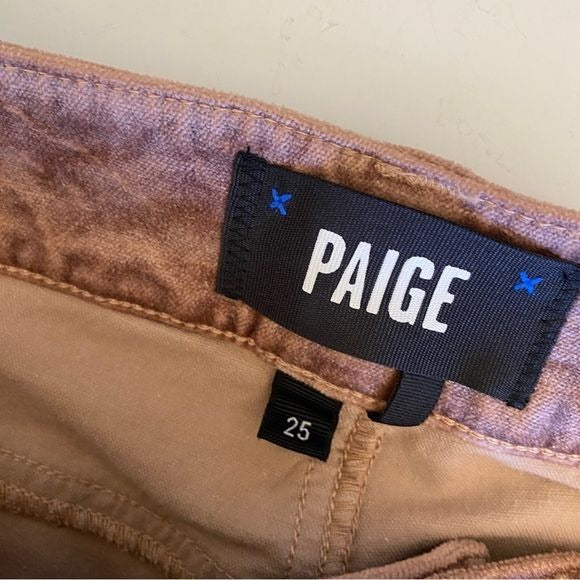 Paige || Cindy Straight Velvet Pants Jeans in Warm Suede Pink 25