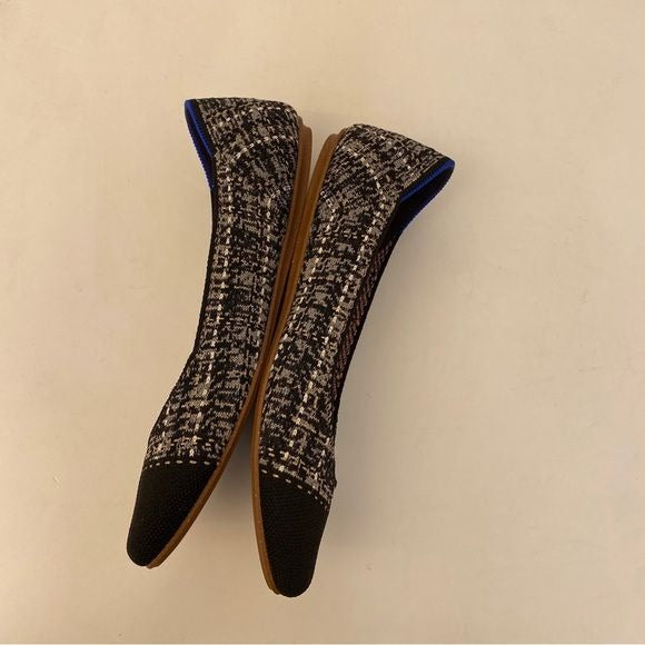 Rothy's || The Square Cap Toe Ballet Flats in Midnight Tweed Black 8