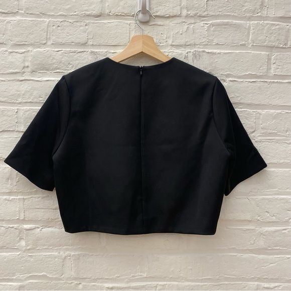 C/MEO Collective || Cameo All I Want Top Boxy Crop Structured Satin Black S NWT