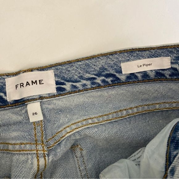 Frame || Le Piper Straight Leg Jeans Richlake Light Acid Wash Blue 26