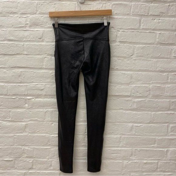 SPANX || Black Faux Leather Leggings Medium Petite