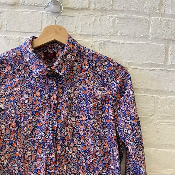 J.Crew x Liberty London || Printed Kayoko Indigo Sunset Floral Perfect Shirt 8